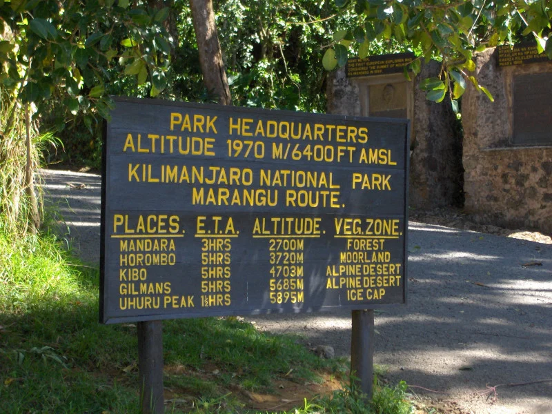 6 day Marangu Route Kilimanjaro itinerary
